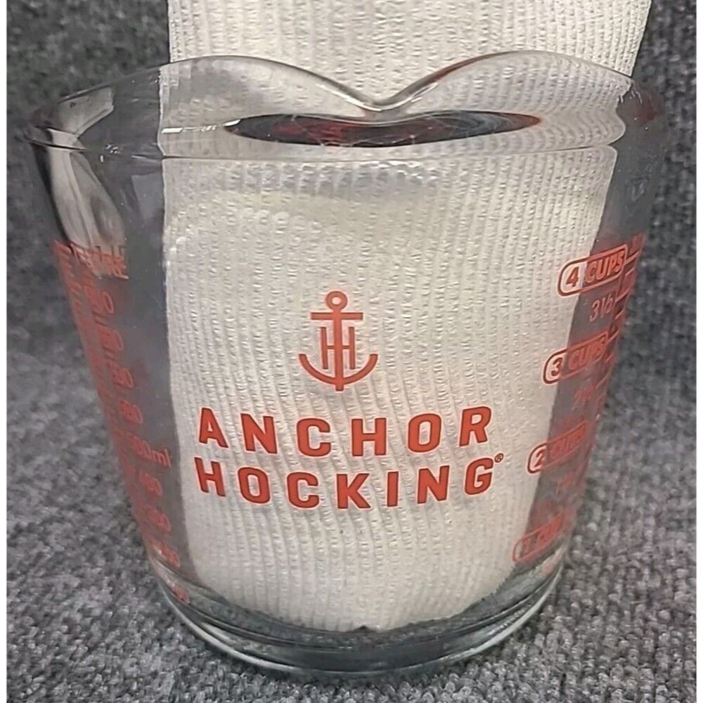 Vintage Anchor Hocking Glass 1 Quart 4 Cup Measuring Bowl 19 USA